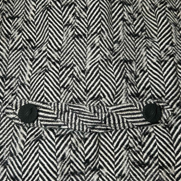 J’ENVIE NEW YORK Black & White Herringbone Wool Lined Cropped Jacket size 10 - Picture 6 of 9